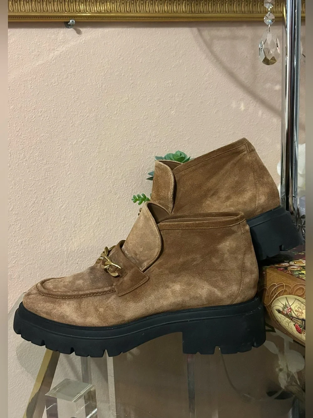 Stuart Weitzman Soluxe Hudson Chukka Bootie Suede Loafers Size 10